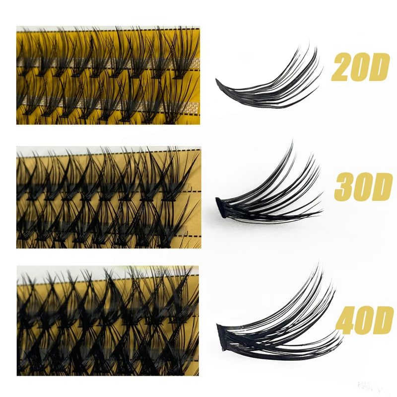 Mink Eyelash Extensions 60 Bundles 3D Russia Individual Clusters Natural Look