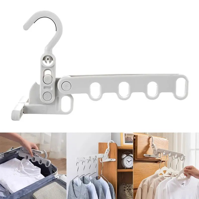 Foldable Travel Clothes Drying Rack with Multi-Hole Hook - Portable & Adjustable