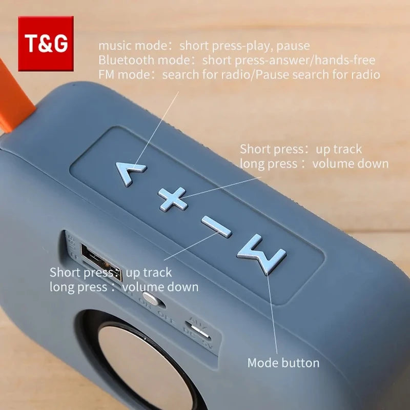 Portable Waterproof Bluetooth Speaker with FM Radio and AUX USB SD Support