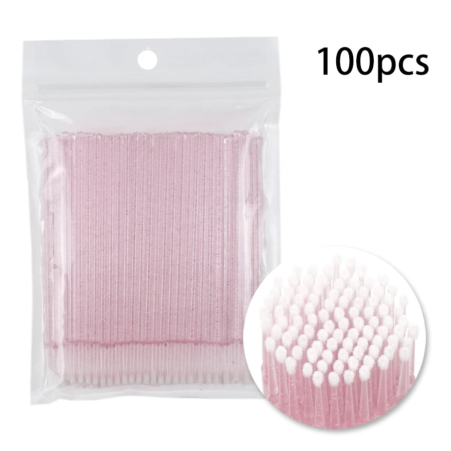 Disposable Eyelash Brushes Swab 100pcs Micro Applicators for Eyelash Extensions