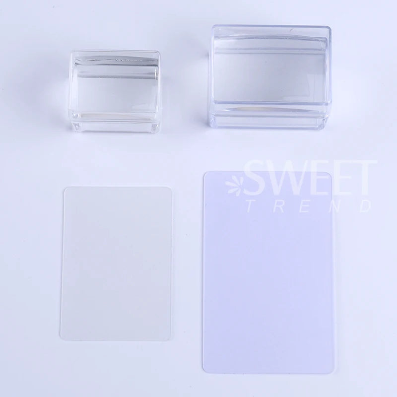 Nail Stamping Plates Kit for French Manicure - Silicone Polish Stencil & Seal