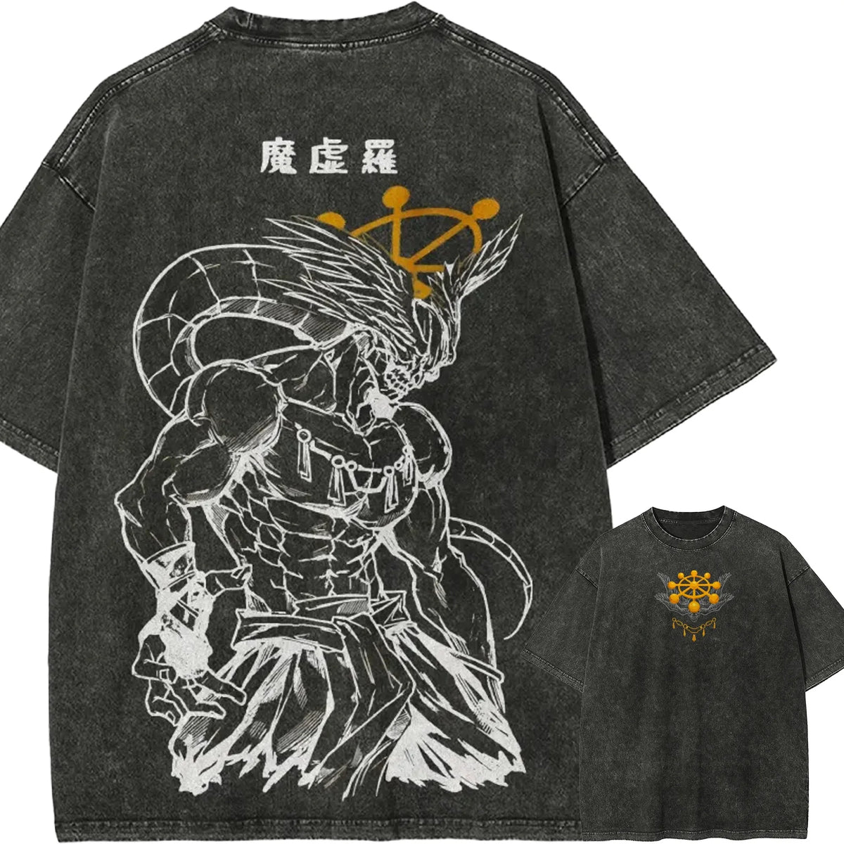 Anime Graphic T-Shirt - Jujutsu Kaisen Mahoraga Wheel Oversized Men’s Streetwear