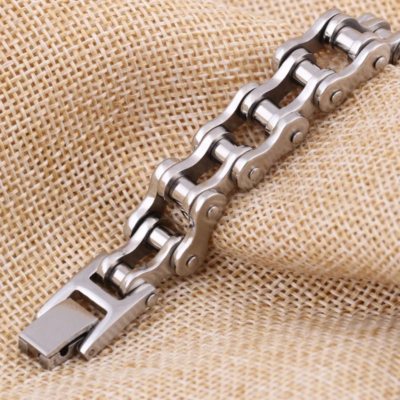 Men's Bicycle Chain Bracelet - Stainless Steel Punk Rock Biker Jewelry