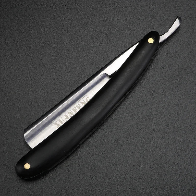 Traditional Folding Straight Razor for Men High Hardness Sharp Steel Handle