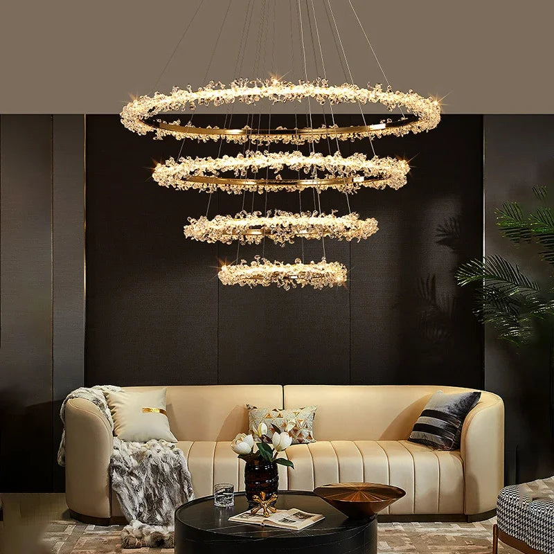 Modern Crystal Pendant Light Fixture for Living Room & Bedroom