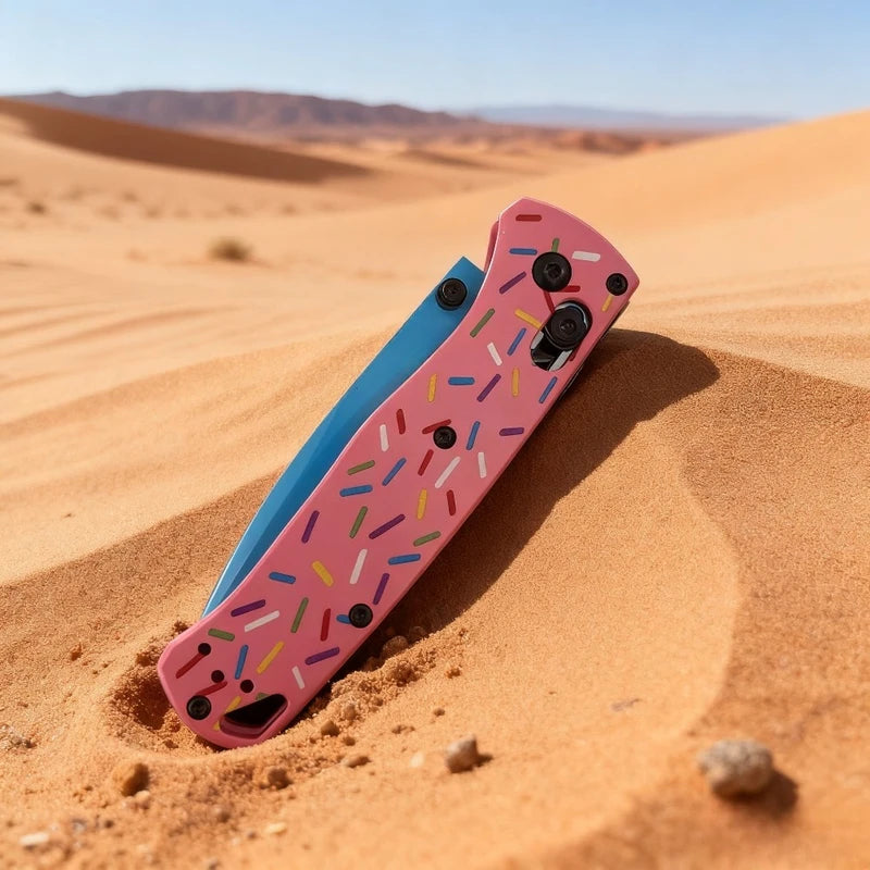 Donut Handle Folding Knife - Stainless Steel Blade Outdoor Gift for Men