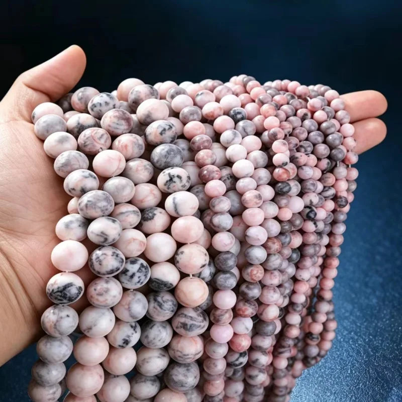 Natural Stone Pink Zebra Jasper Beads - 2mm to 12mm Round Loose Spacer Beads for Jewelry Making