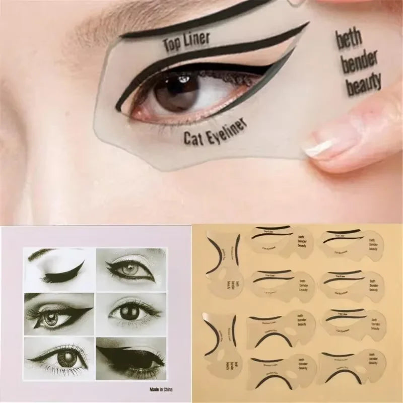Reusable Eye Makeup Stencil Set for Winged Eyeliner and Eyeshadow - 10 Pieces