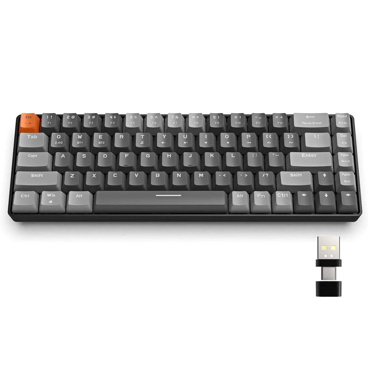 Wireless Mechanical Gaming Keyboard RK68 60% Hot-Swappable Bluetooth 5.0 & 2.4GHz