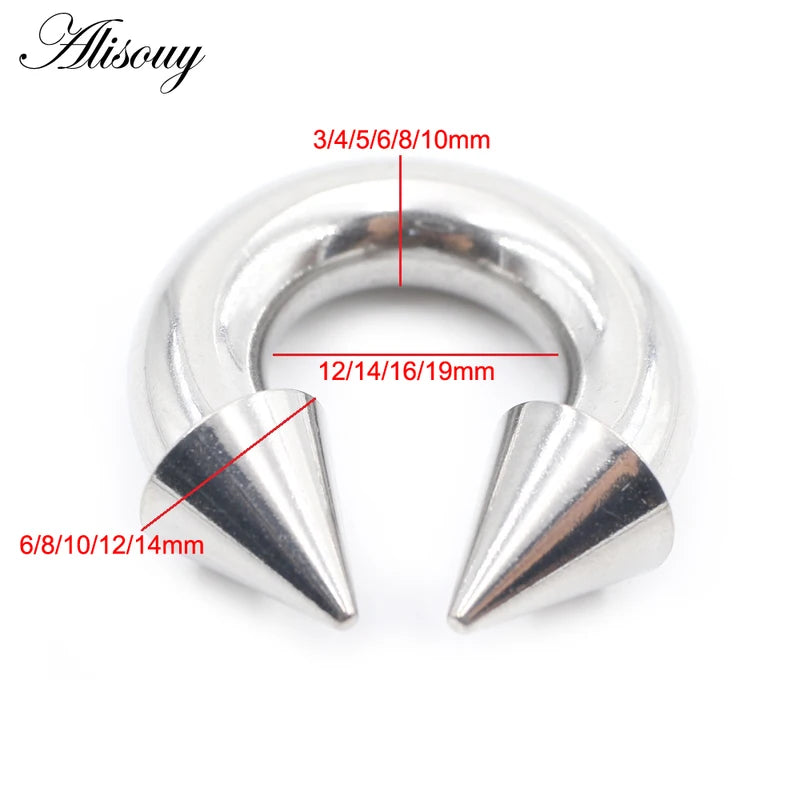 Nose & Septum Piercing Ring Set - Large Gauge Stainless Steel Spike Hoop