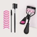 Portable Eyelash Curler with 10 Silicone Pads & Spiral & Eyebrow Comb - Gentle Lash Care