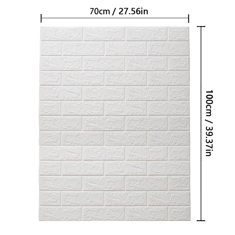 Self-Adhesive 3D Brick Wall Wallpaper Waterproof Wall Covering for Living Room & Bedroom