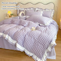 Korean Lace Bedding Set 3 Pieces Seersucker Duvet Cover and Pillowcases