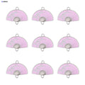 15pcs Enamel Fan Charms Connectors Sakura Pattern Jewelry Making Pendants