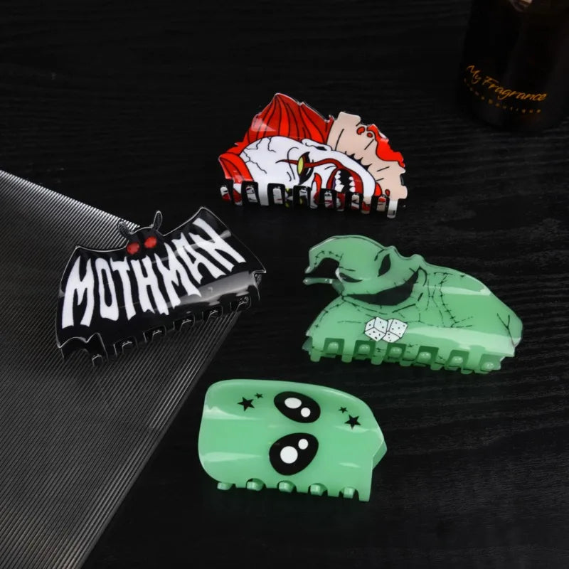 Halloween Glow-in-the-Dark Horror Hair Claw Clip Bat Clown Alien Demon Party Hair Accessory
