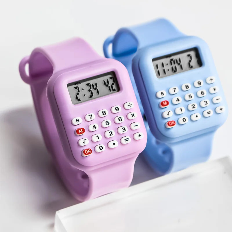 Children's Digital Watch with Calculator Rubber Strap for Kids & Students