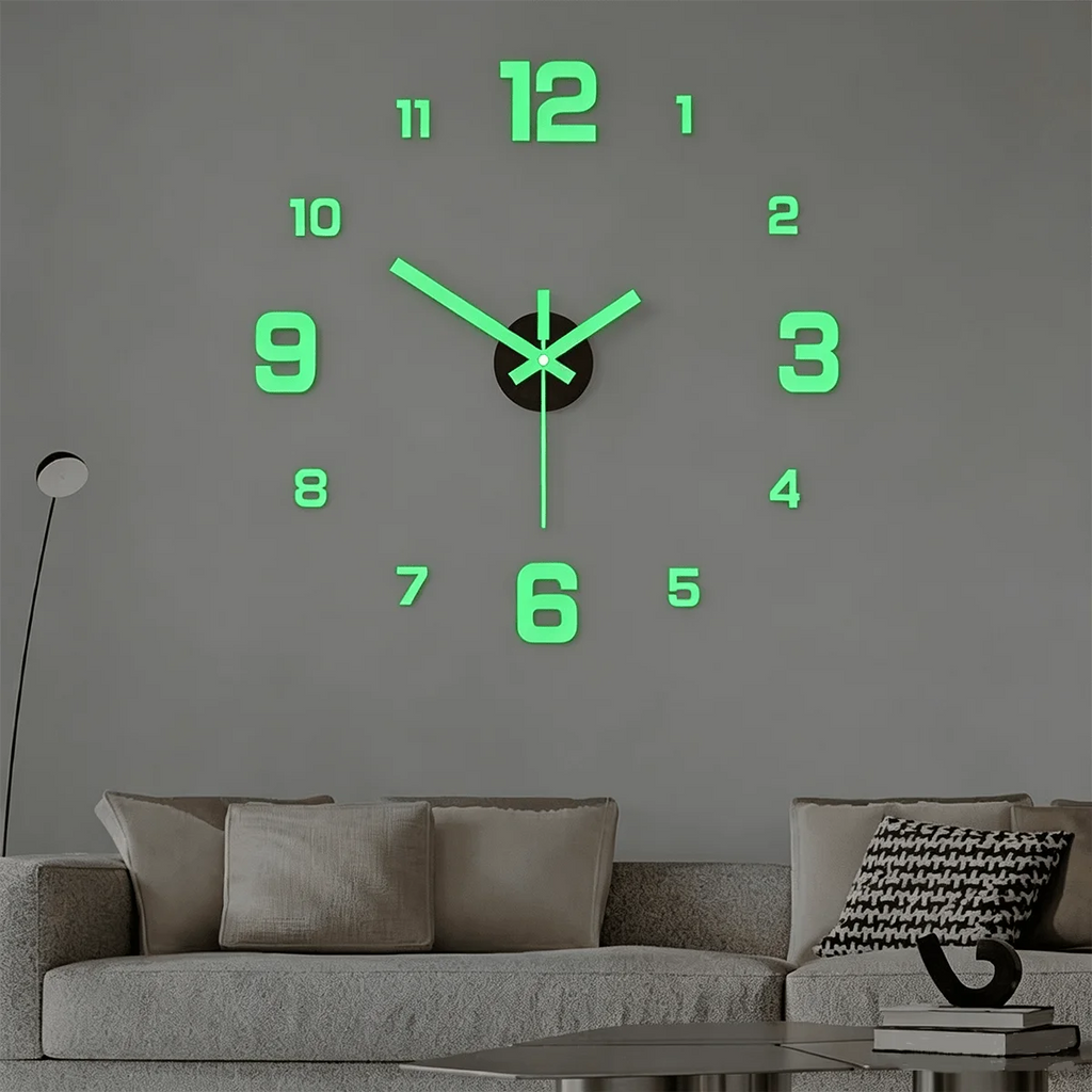 Glow-In-The-Dark DIY Wall Clock Mirror Surface Creative Wall Decor Silent Clock