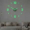 Glow-In-The-Dark DIY Wall Clock Mirror Surface Creative Wall Decor Silent Clock