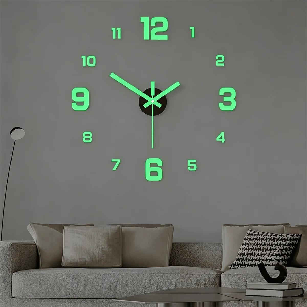 Glow-In-The-Dark DIY Wall Clock Mirror Surface Creative Wall Decor Silent Clock