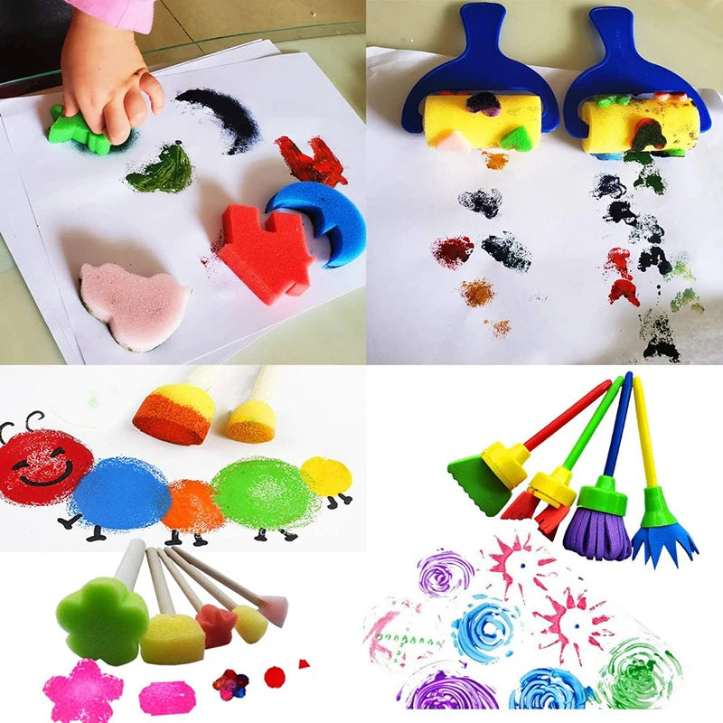 Painting Sponge Brush Set for Art & Craft Projects - Multi Colors