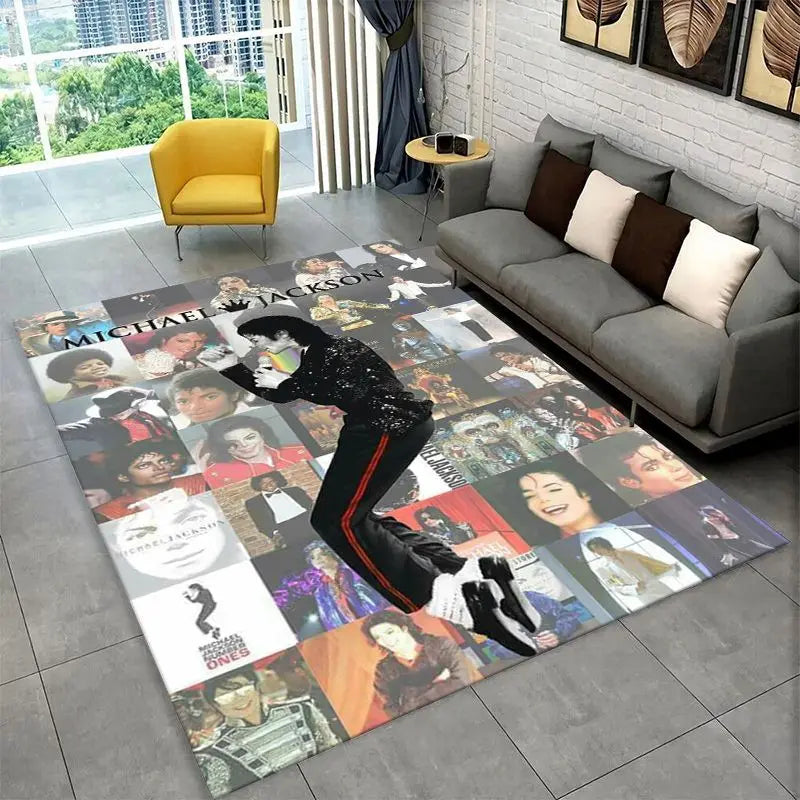 Retro Michael Jackson King of Pop Area Rug Non-Slip Floor Mat for Living Room Bedroom