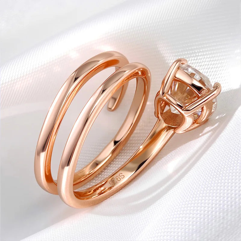 Sterling Silver Moissanite Wedding Ring 1-3CT Lab Diamond Band for Women
