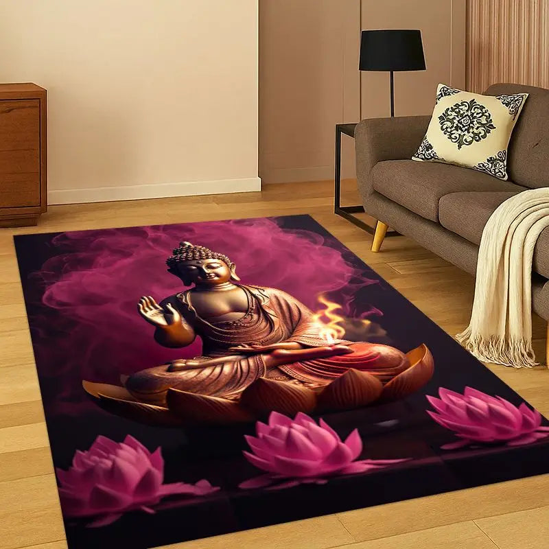 Faith Buddha Shakyamuni Cartoon Rug for Bedroom & Living Room Non-slip Doormat