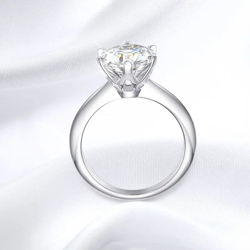 Moissanite Engagement Ring VVS1 Lab Diamond Solitaire for Women, Wedding Band