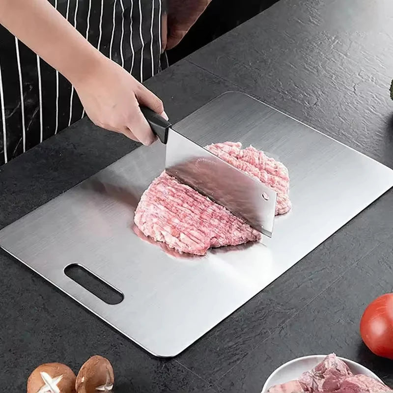 Heavy-Duty Titanium Steel Cutting Board for Kitchen Food Prep Double Sided
