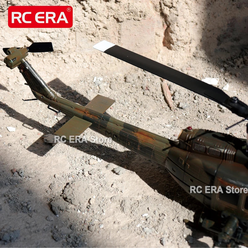 Camouflage Remote Control Helicopter with Gyro & Optical Flow Stabilization - Weathered UH1 Huey RC Toy
