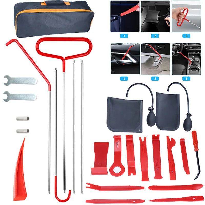 Car Window Lockout Emergency Open Key Kit with Air Wedge & Pump