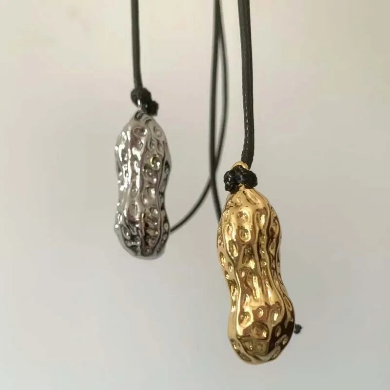 Creative Cute Peanut Pendant Necklace for Women Geometric Elegant Jewelry