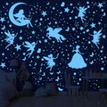 Glow in the Dark Unicorn & Galaxy Wall Decals for Girls' Bedroom - Fairy Butterfly Night Light Stickers