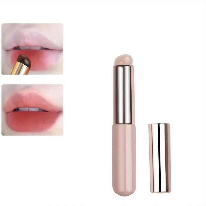 Portable Silicone Lip Brush with Cover - Mini Makeup Applicator for Lip Balm and Lipstick