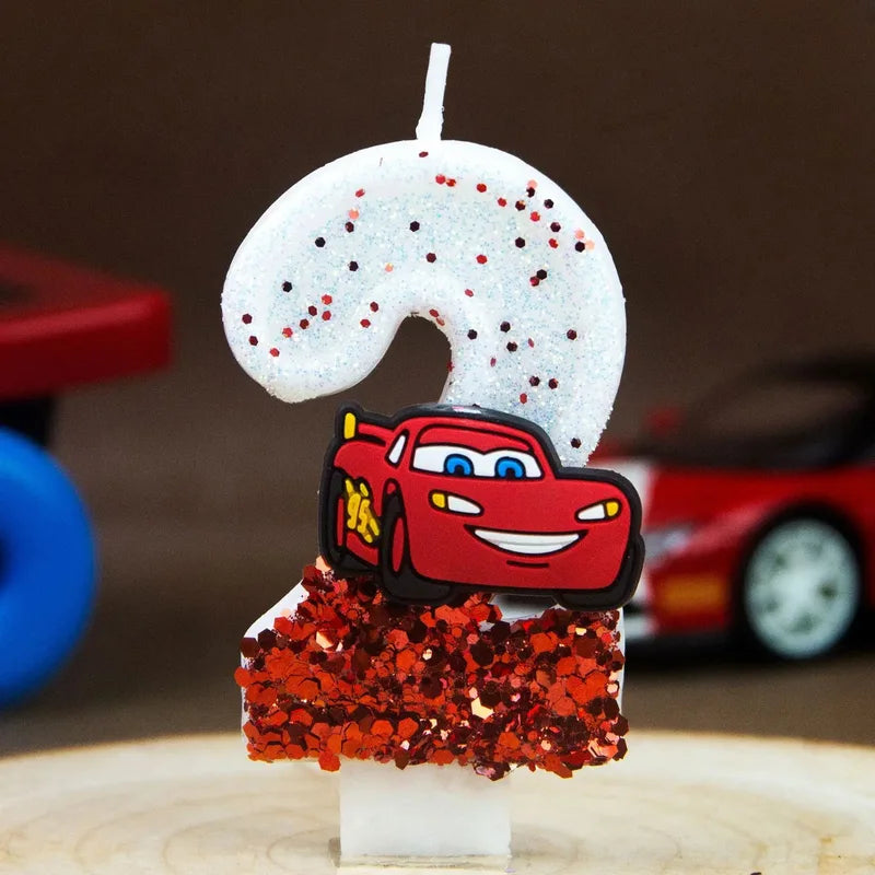 Kids Racing Car Digital Birthday Candle - Lightning McQueen Cake Topper for Kids Party