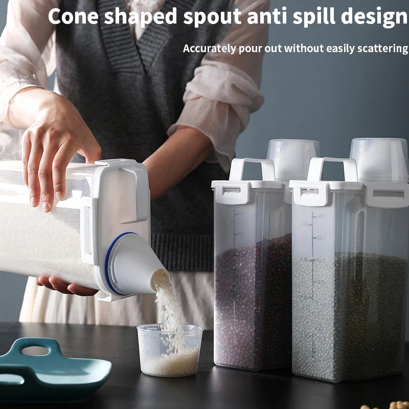 Airtight Laundry Powder Dispenser with Measuring Cup - Portable Storage Jar