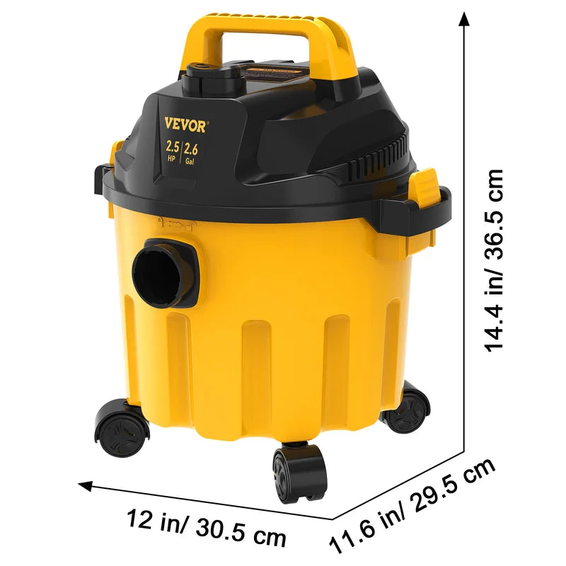 Portable Wet Dry Shop Vacuum 2.6 Gallon 2.5 Peak HP with Blowing Function
