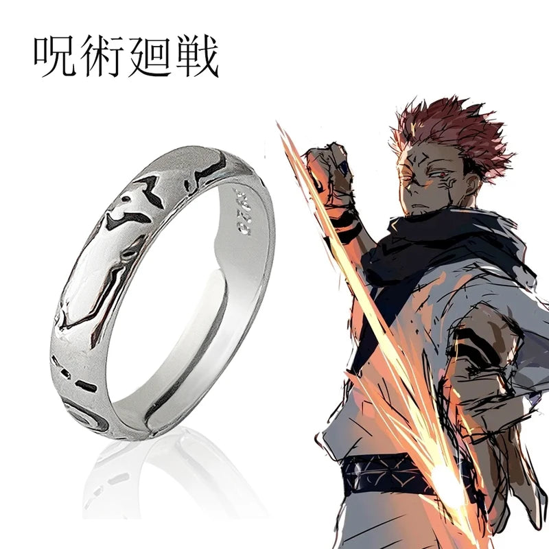 Anime Jujutsu Kaisen Ryomen Sukuna Itadori Yuji Ring Adjustable Unisex Jewelry Prop