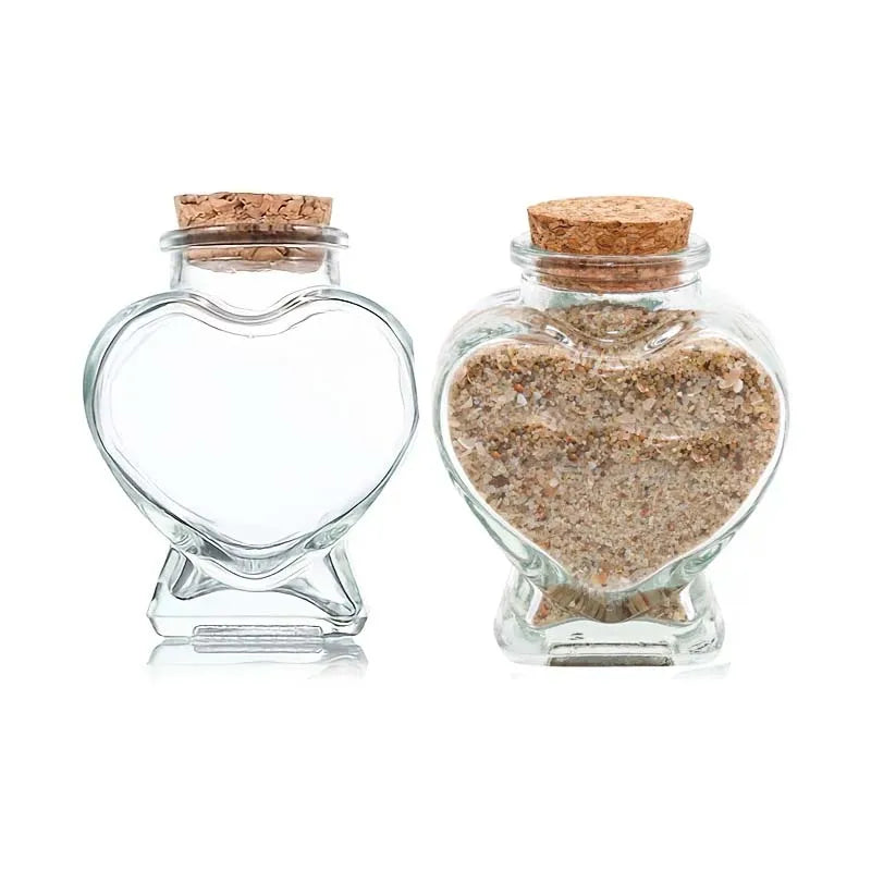 Mini Heart-Shaped Glass Bottle with Cork – DIY Wishing Message Jar
