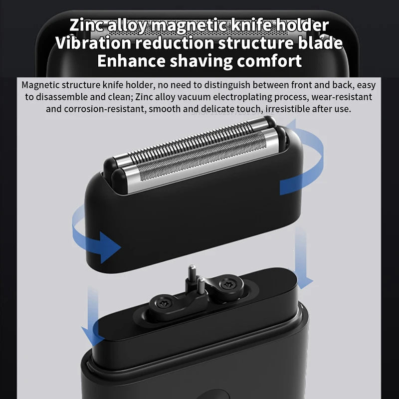 Electric Shaver Dual Cutter Blades IPX7 Waterproof Rechargeable Razor