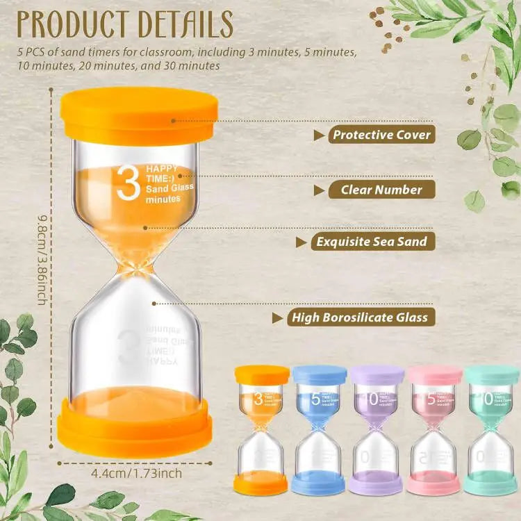 Colorful Hourglass Sand Timer Kids Gift - 3 to 30 Minutes Home Decor