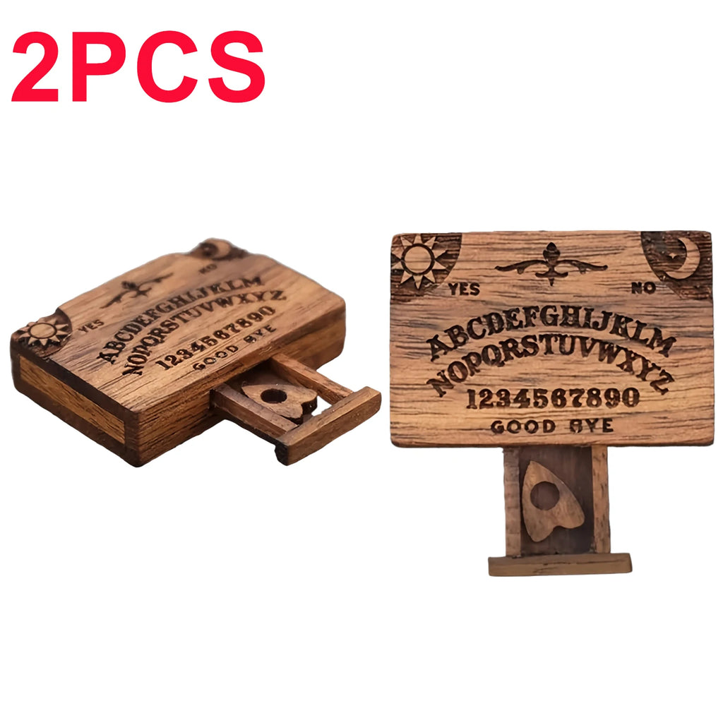 Miniature Wooden Ouija Board Spirit Board - Retro Halloween Decor