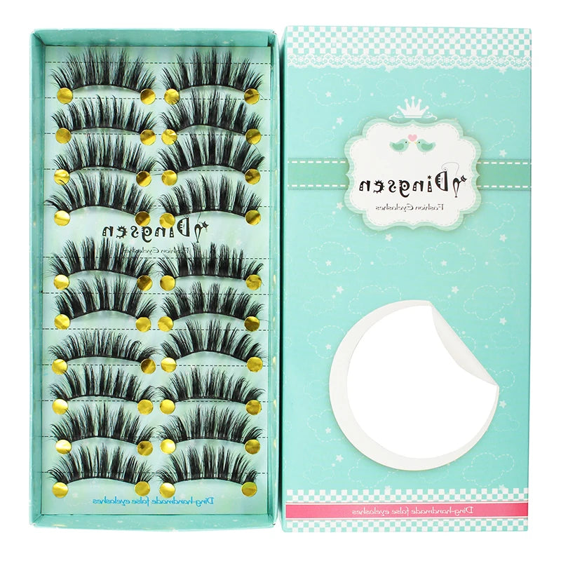 10 Pairs False 3D Fluffy Mink-Look Eyelashes - Natural, Reusable, Dramatic Volume