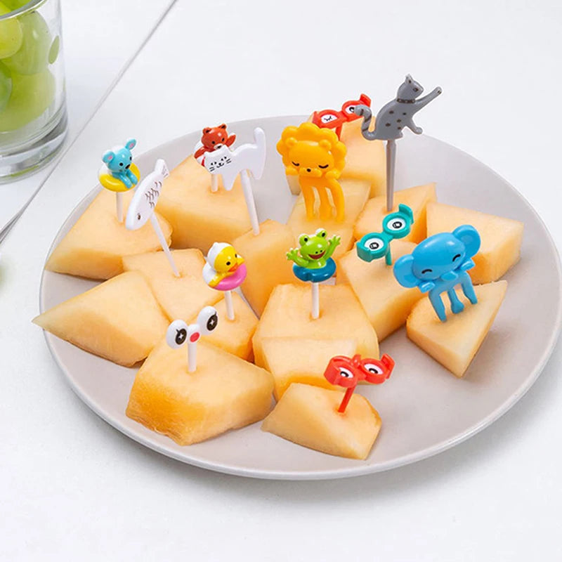 Kids Fruit Fork Set - Reusable Plastic Bento Picks for Lunch & Snacks