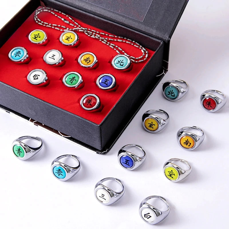 10PCS Anime Akatsuki Itachi Metal Rings Cosplay Accessory Action Figures Gift