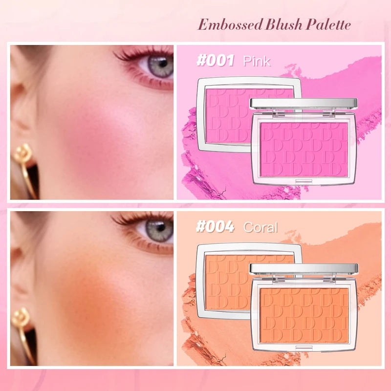 Matte Face Blusher Palette with 6 Colors - Natural Cheek Tint & Contouring Powder