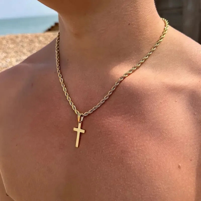 Cross Pendant Necklace for Women Men Stainless Steel Chain Jewelry - Y2K Party Decor Gift