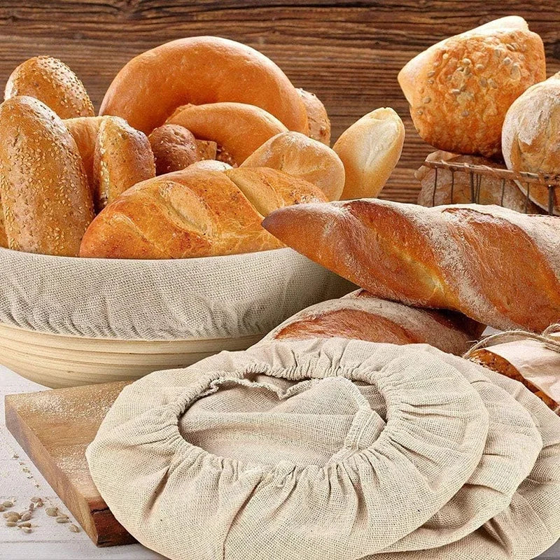 Bread Basket Liner Cloth Set - 10 Inch Round Dough Fermentation Covers DIY Baking Tools