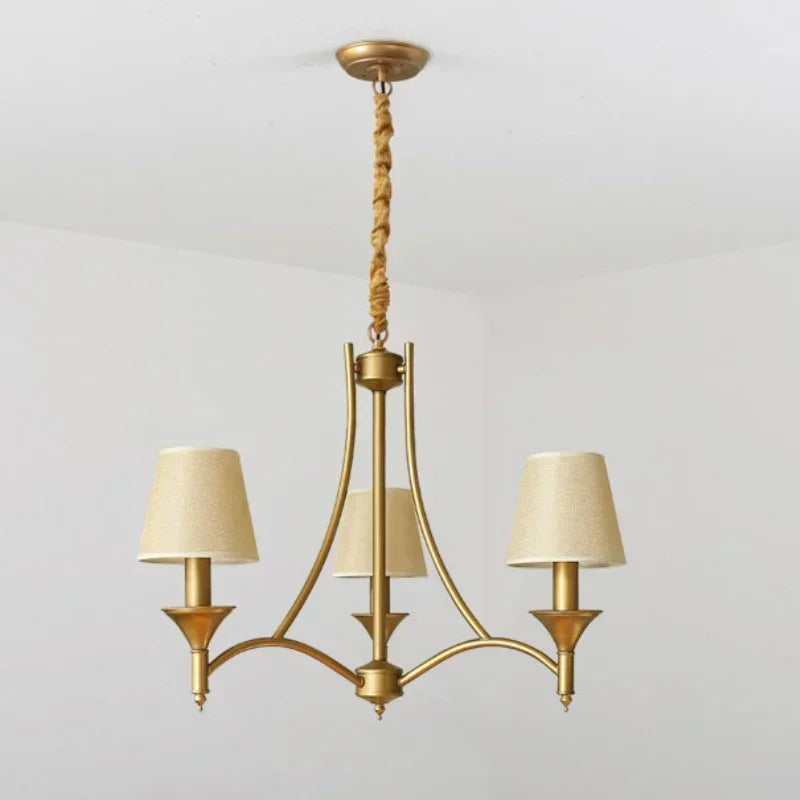 Vintage Pendant Light with Fabric Lampshade - E14 Indoor Ceiling Lighting for Living Room & Bedroom