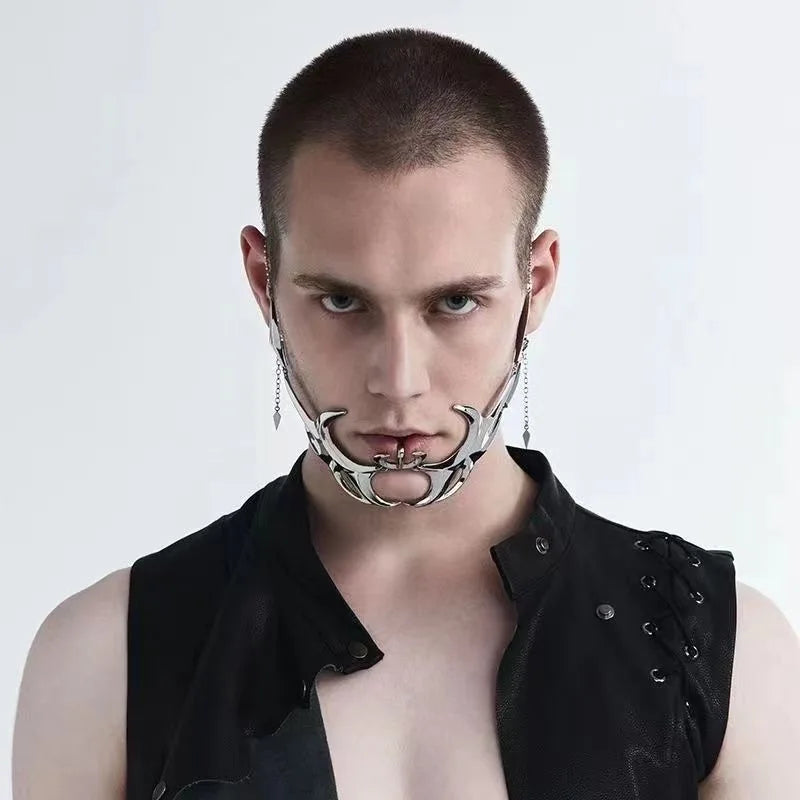 Unisex Mechanical Gothic Mask Halloween Cosplay Metal Mask Party Accessory